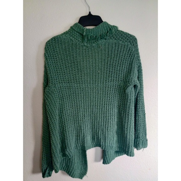 Free‎ People I'll Be Around Silk Blend Boho Cardigan Cozy Green Oversized Small - Picture 2 of 4